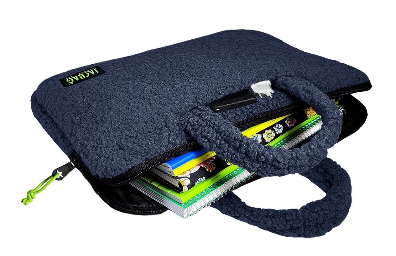 Jacbag Teddy Peluş Gri/Sarı Erkek Çocuk Notebook Laptop ve Evrak Çantası