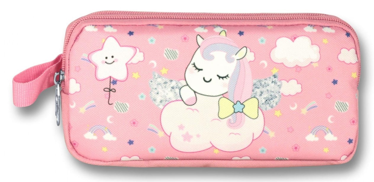Ümit Çanta Cennec Uyuyan Unicorn Pembe-Beyaz Kalem Çantası - Kız Çocuk