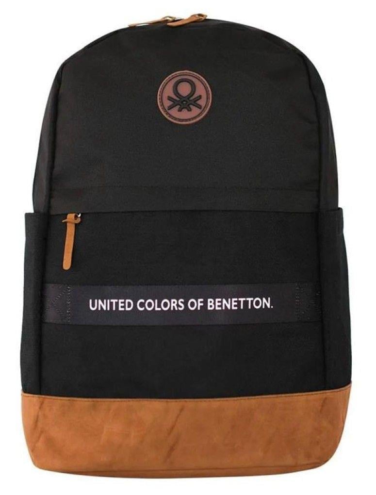 United Colors Of Benetton Üç Bölmeli Retro Erkek Çocuk Sırt Çantası - Siyah - Günlük Okul Seyahat