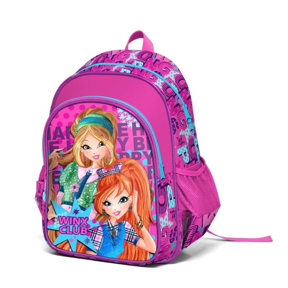 Winx Kabartmalı ve Simli Pembe İlkokul Çantası
