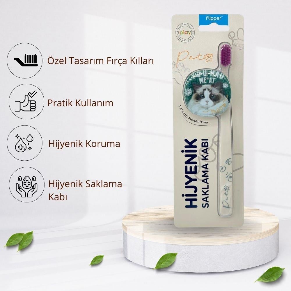 FLİPPER Hijyenik Pet Kedi Diş Fırçası ve Saklama Kabı 