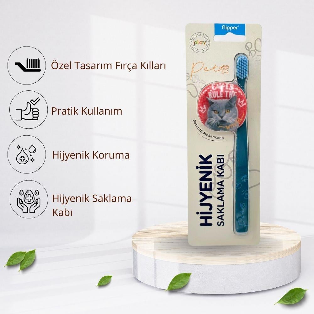 FLİPPER Hijyenik Pet Kedi Diş Fırçası ve Saklama Kabı 