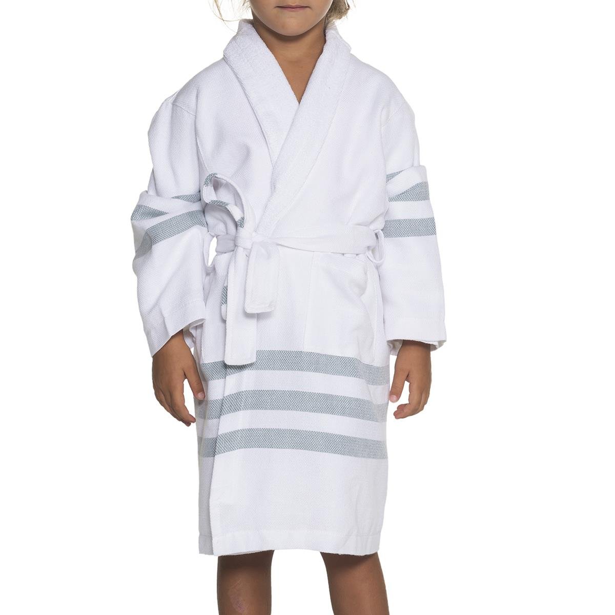 Bala Sultan Kids Bathrobe White - Almond Green