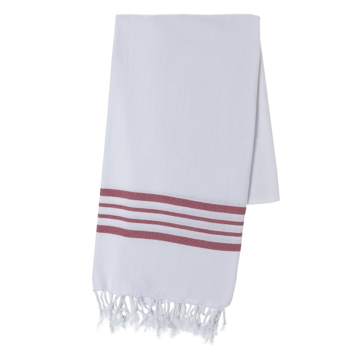White Sultan Peshtemal White - Dusty Rose