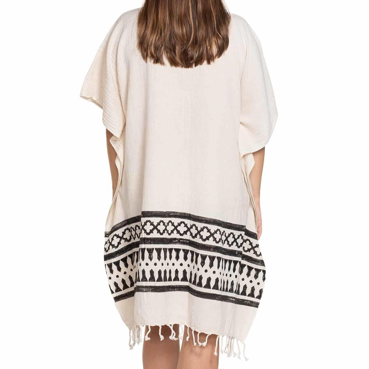 Dora V Neck Tunic Natural - Black