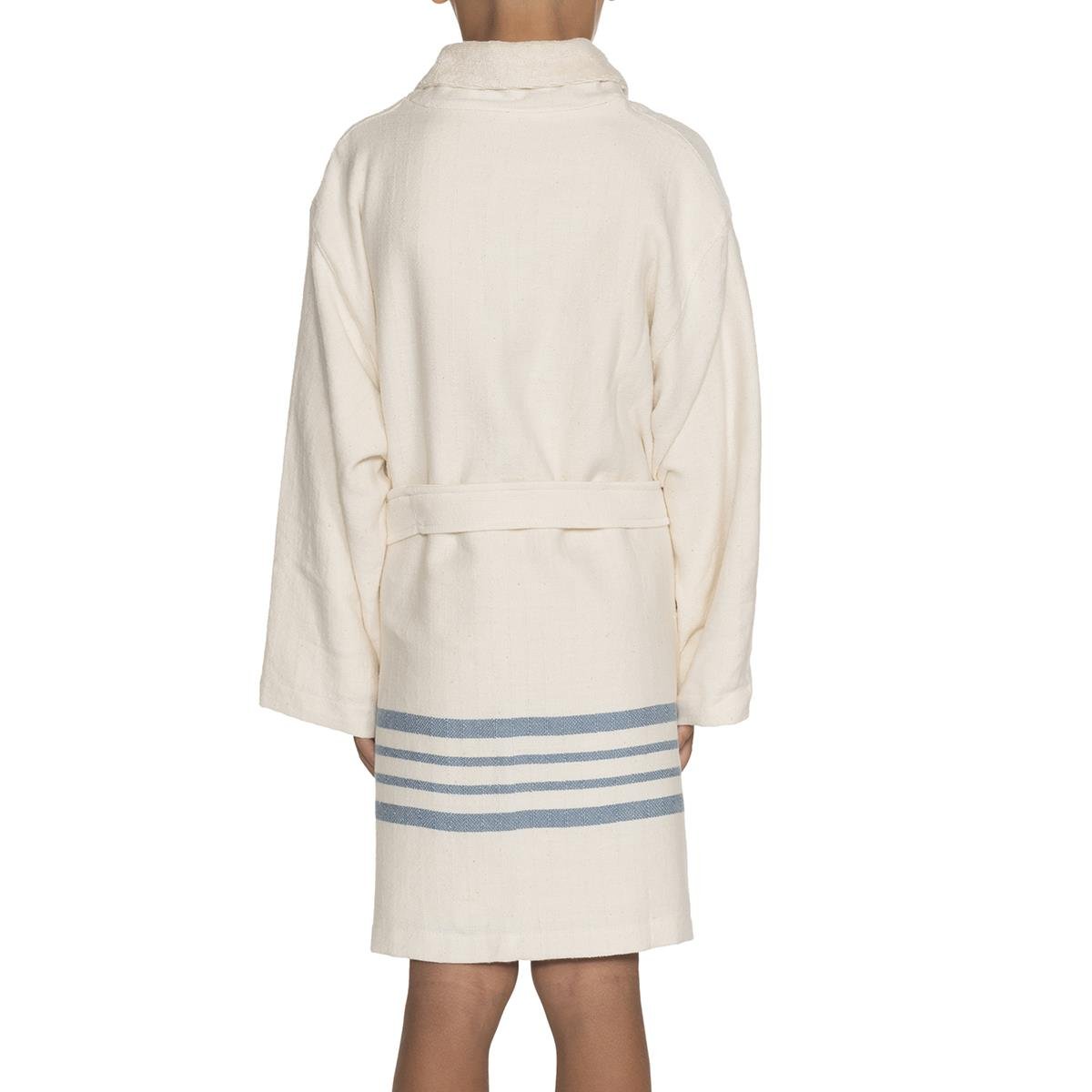 Krem Sultan with Terry Lining Kids Bathrobe Natural - Light Blue