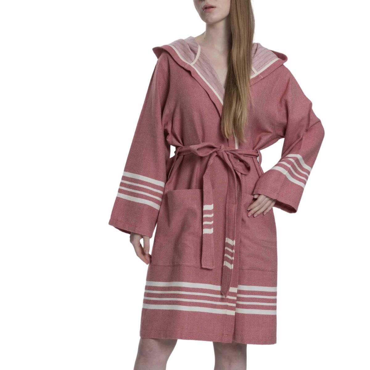 Krem Sultan Bathrobe with Hood Dusty Rose