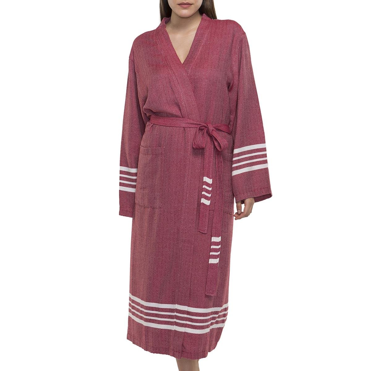 Krem Sultan Bathrobe Kimono Bordeaux