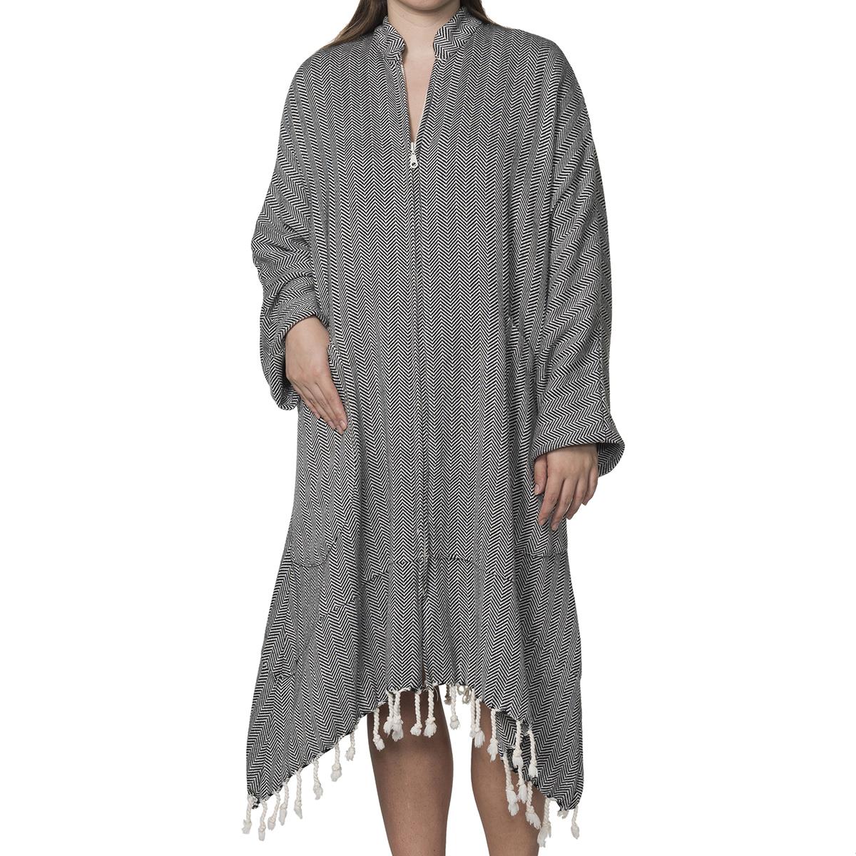 Zigzag Dressing Gown Black