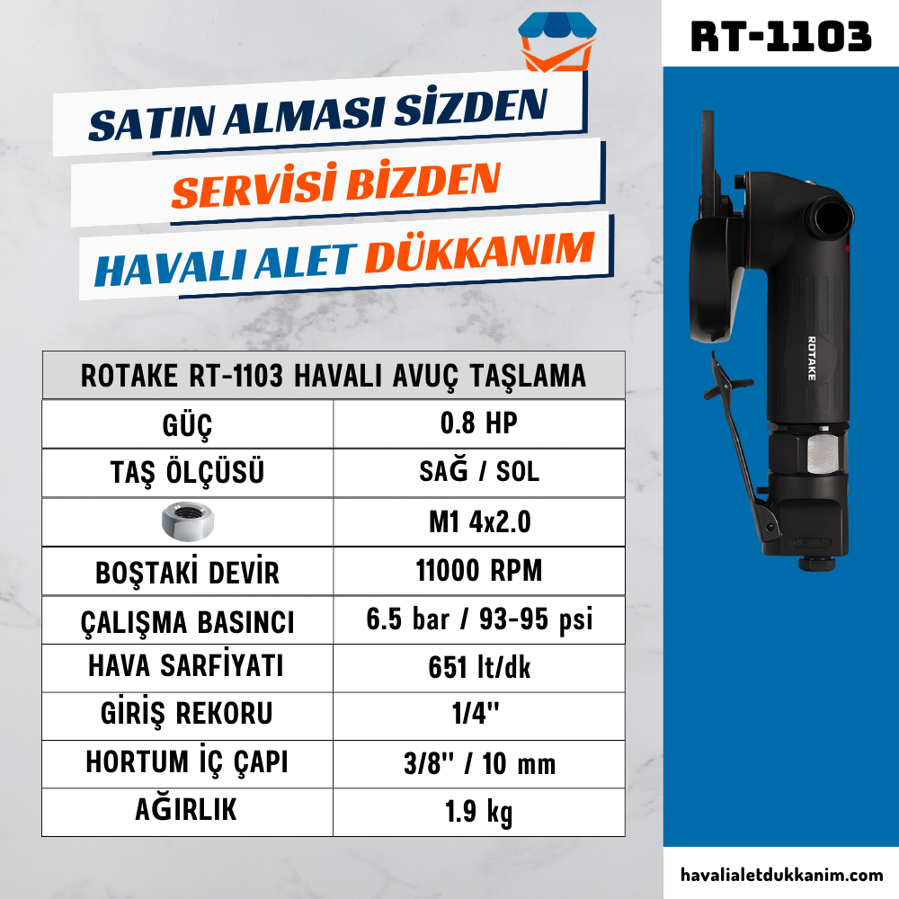 Havalı TaşlamaROTAKE RT-1103 Havalı Avuç Taşlama 115 mm