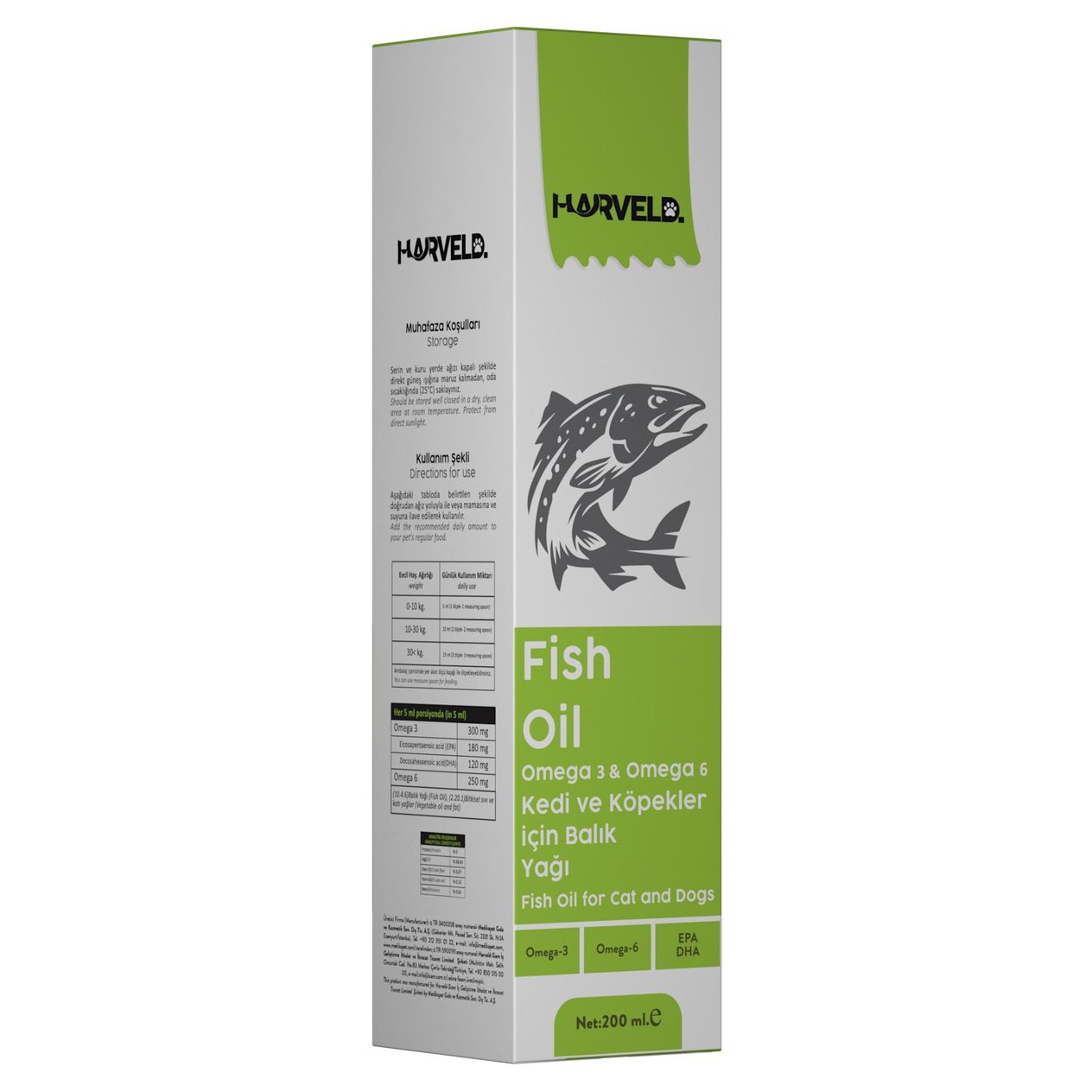 Harveld Fish Oil Kedi Ve Köpekler İçin Omega 3-6 Balık Yağı 200ml