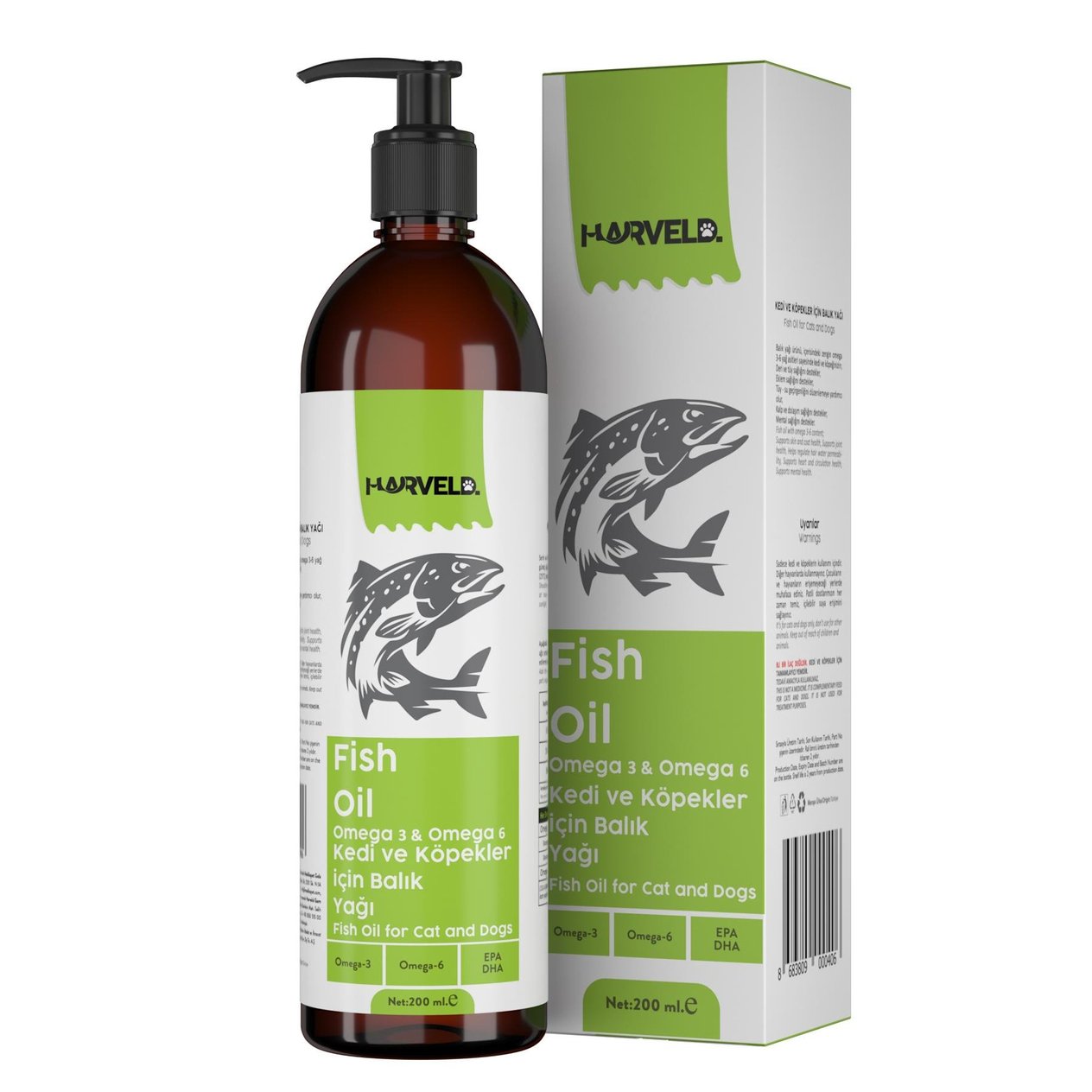 Harveld Fish Oil Kedi Ve Köpekler İçin Omega 3-6 Balık Yağı 200ml