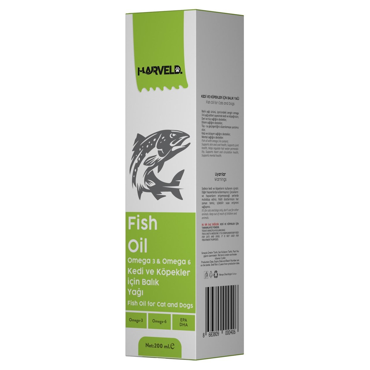 Harveld Fish Oil Kedi Ve Köpekler İçin Omega 3-6 Balık Yağı 200ml