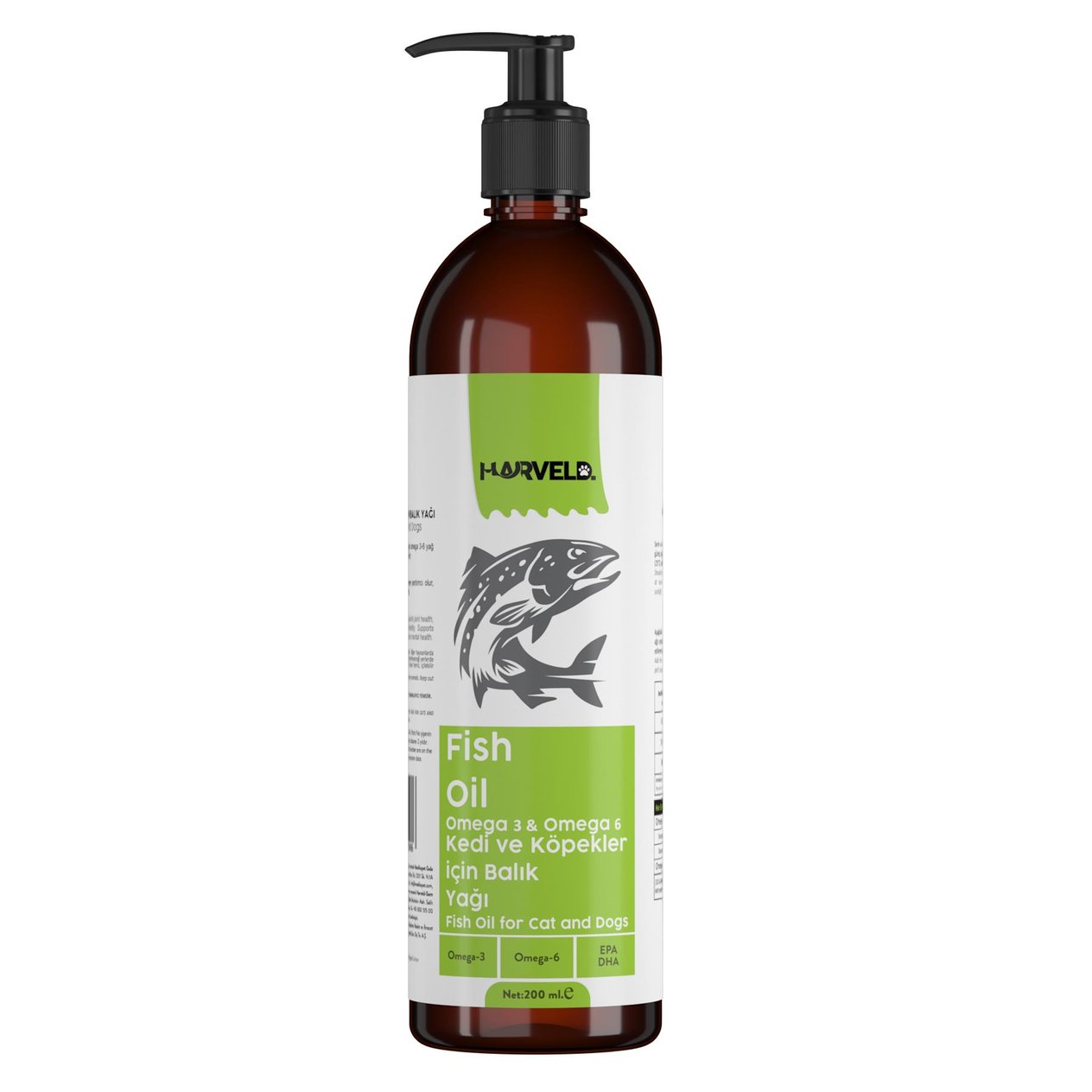 Harveld Fish Oil Kedi Ve Köpekler İçin Omega 3-6 Balık Yağı 200ml