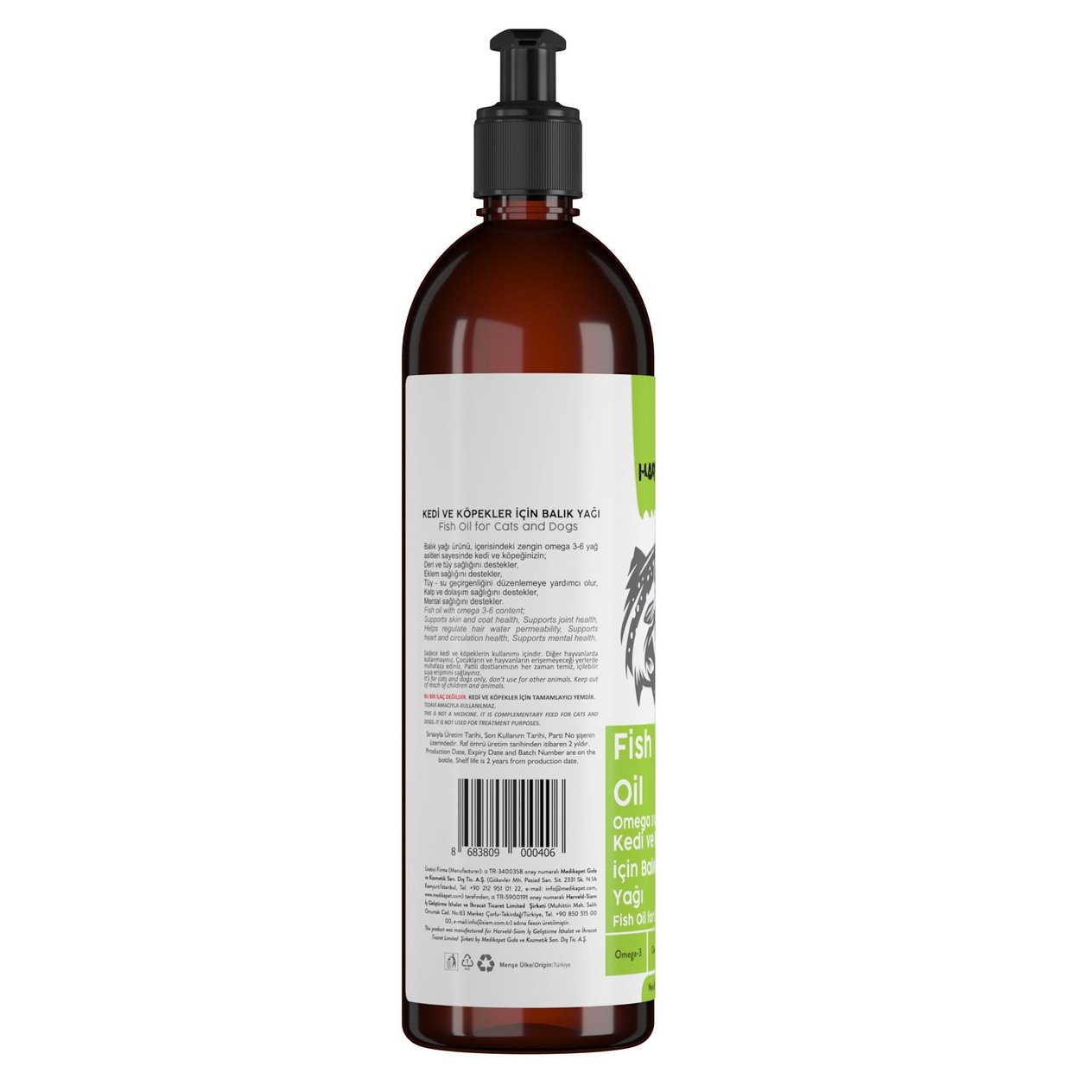 Harveld Fish Oil Kedi Ve Köpekler İçin Omega 3-6 Balık Yağı 200ml