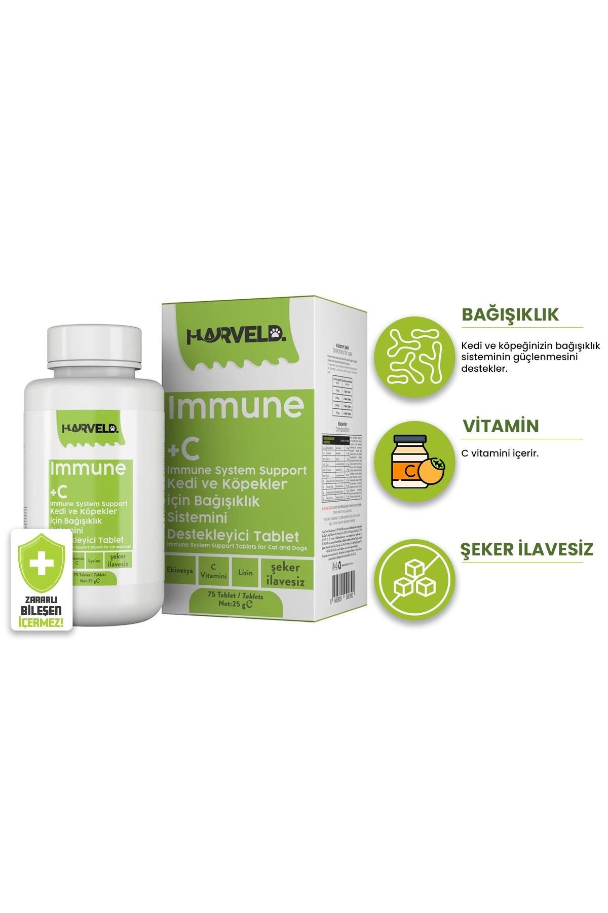 Harveld İmmune+C Kedi Ve Köpekler için Bağışıklık Sistemini Destekleyici Tablet 75