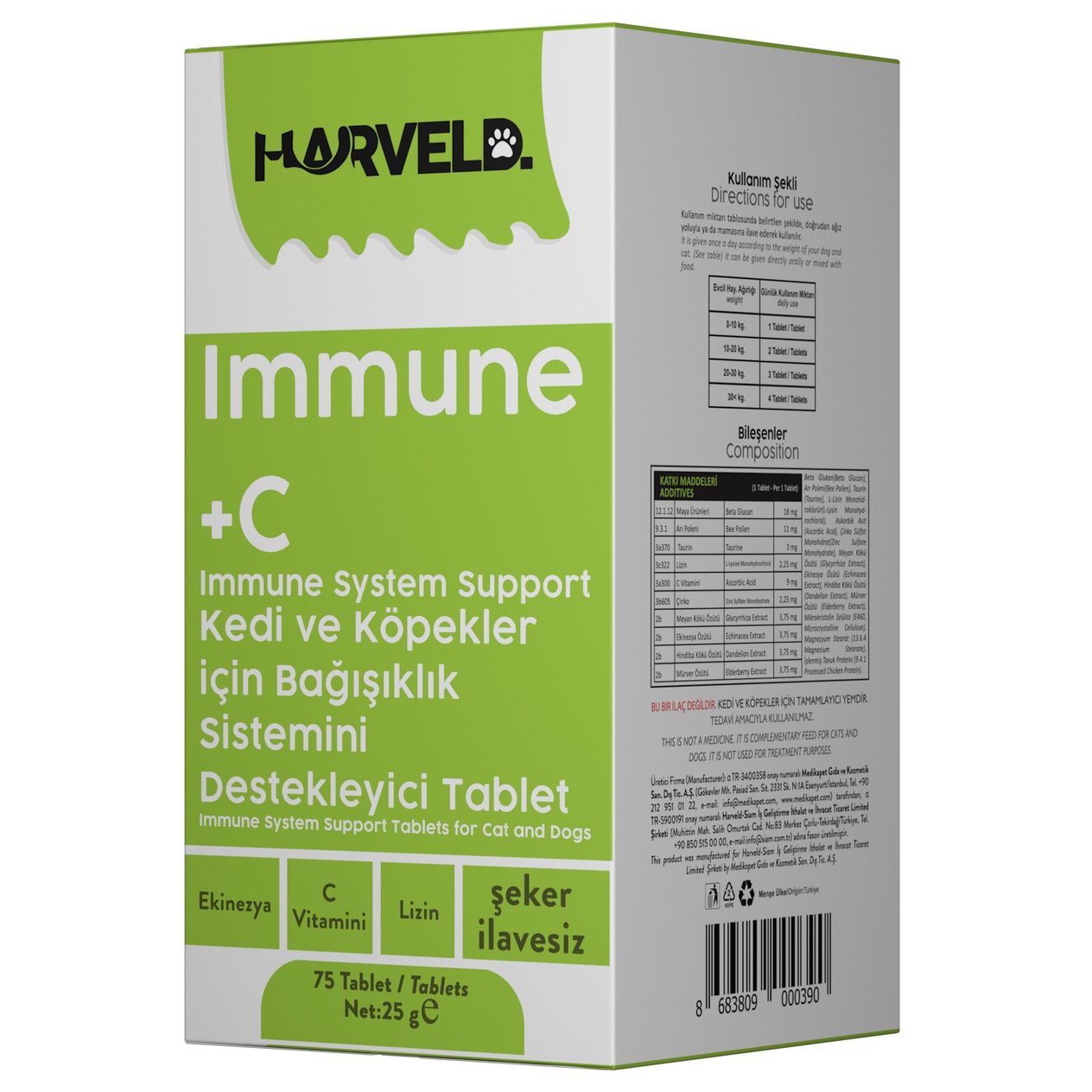 Harveld İmmune+C Kedi Ve Köpekler için Bağışıklık Sistemini Destekleyici Tablet 75