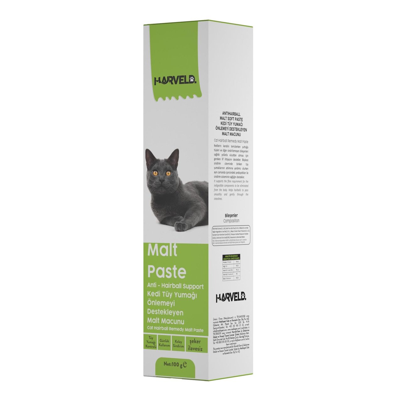 Harveld Malt Paste Kedi Tüy Yumağı Önlemeyi Destekleyen Malt Macun 100 gr