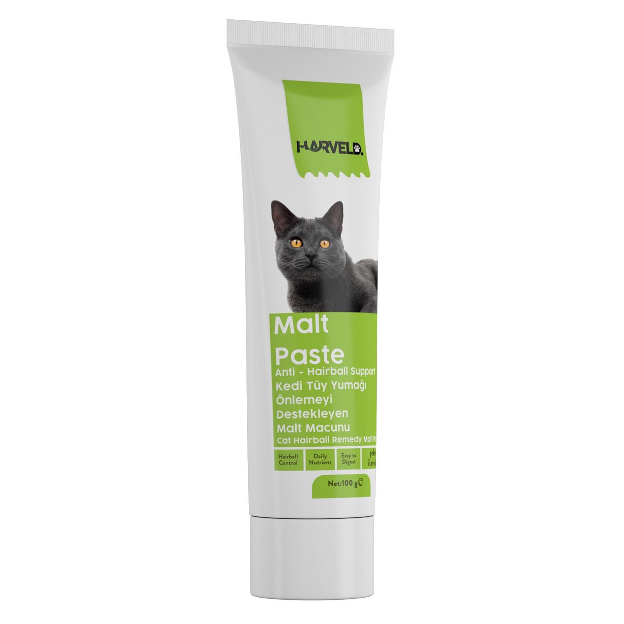 Harveld Malt Paste Kedi Tüy Yumağı Önlemeyi Destekleyen Malt Macun 100 gr