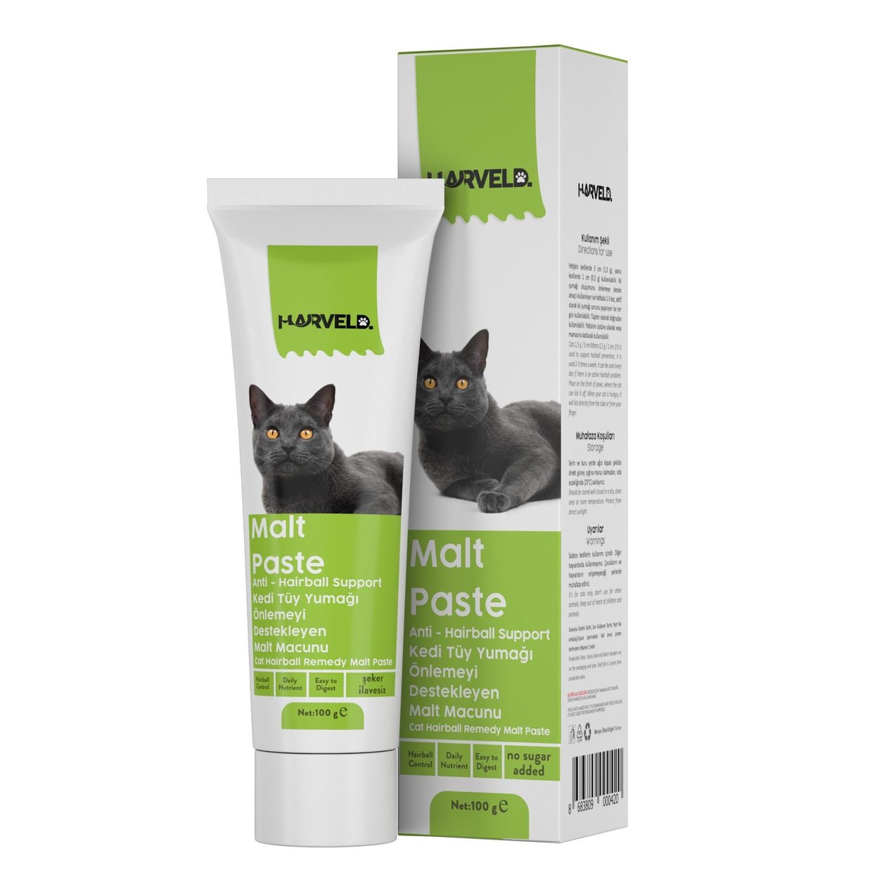 Harveld Malt Paste Kedi Tüy Yumağı Önlemeyi Destekleyen Malt Macun 100 gr