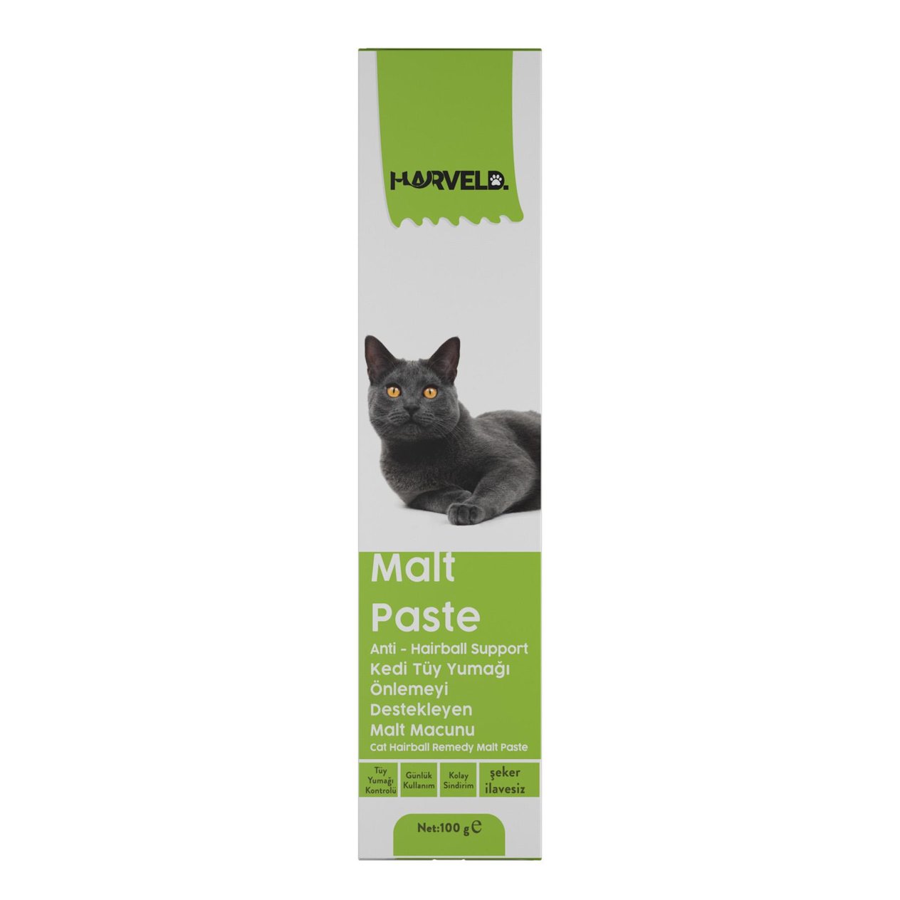 Harveld Malt Paste Kedi Tüy Yumağı Önlemeyi Destekleyen Malt Macun 100 gr