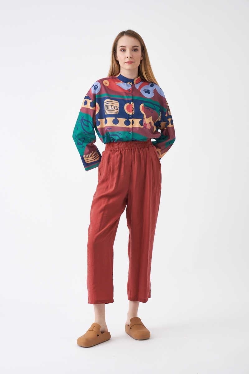 Elastic Waist Modal  Trousers Dried Rose
