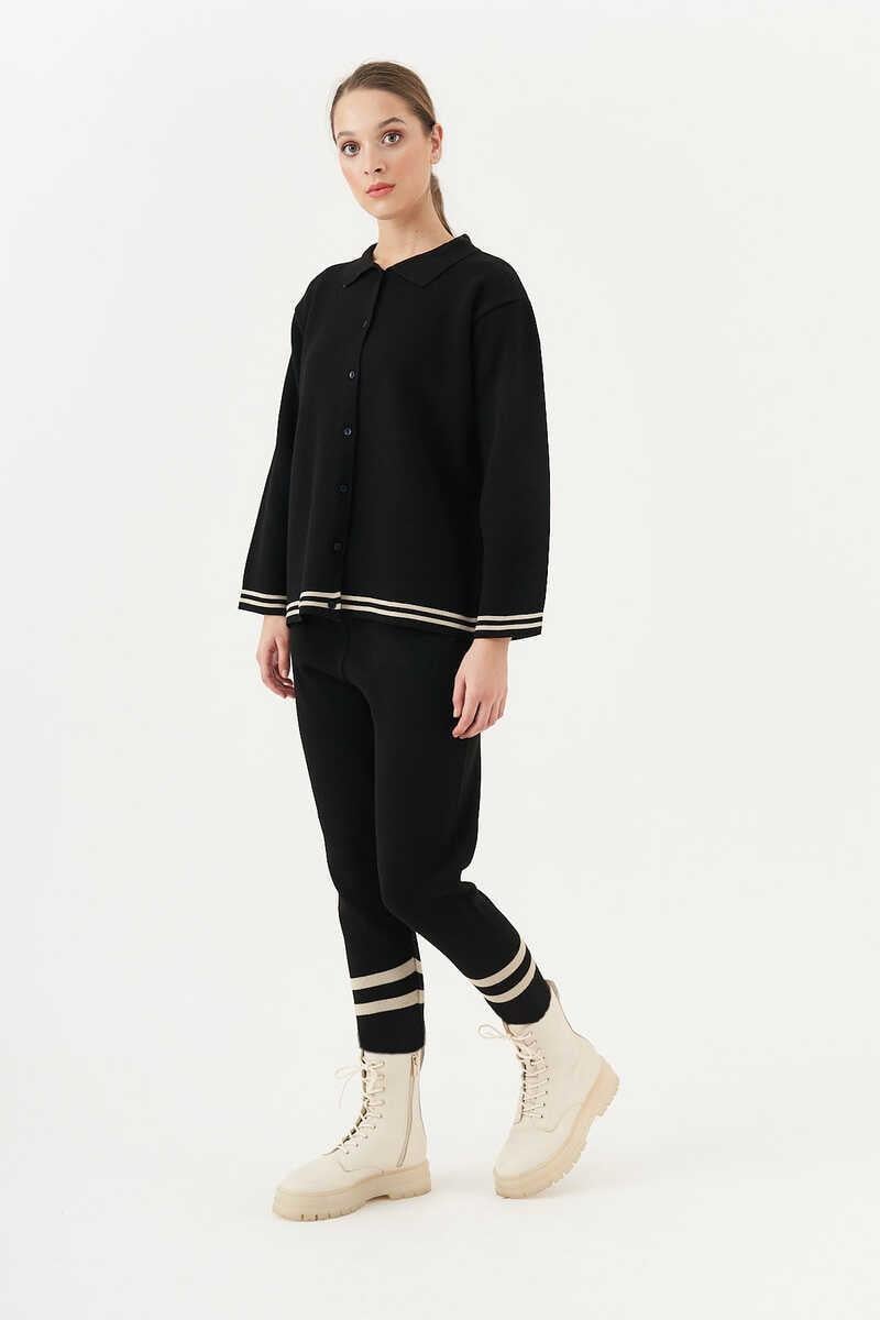 Striped Knitwear Trousers Black