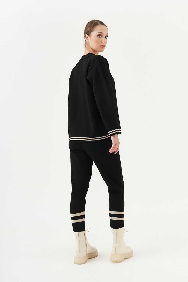 Striped Knitwear Trousers Black