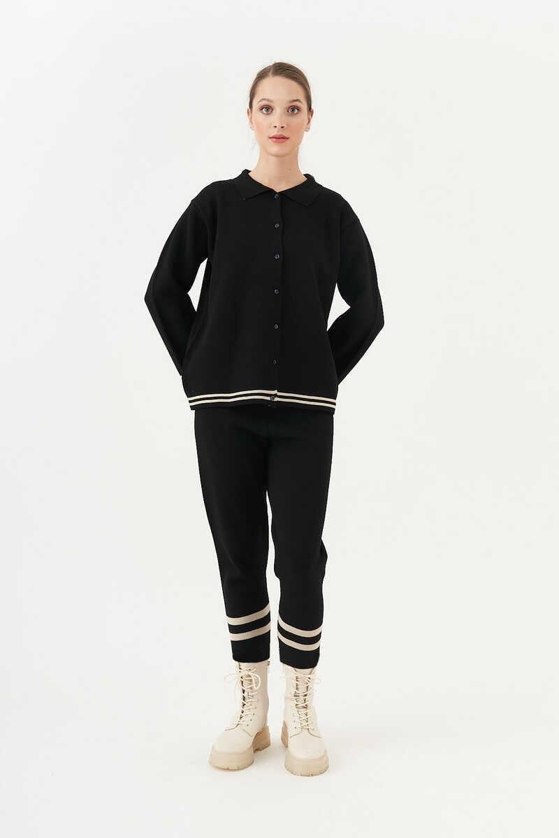 Striped Knitwear Trousers Black