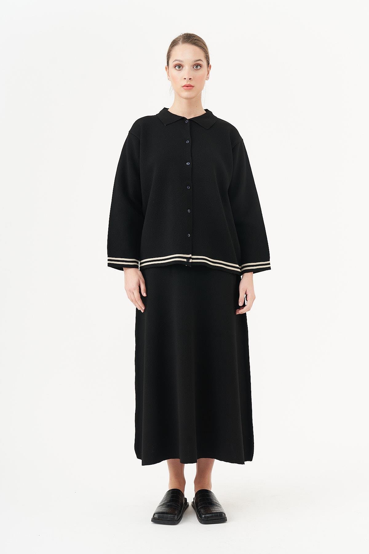 Striped Knitwear Tunic Black