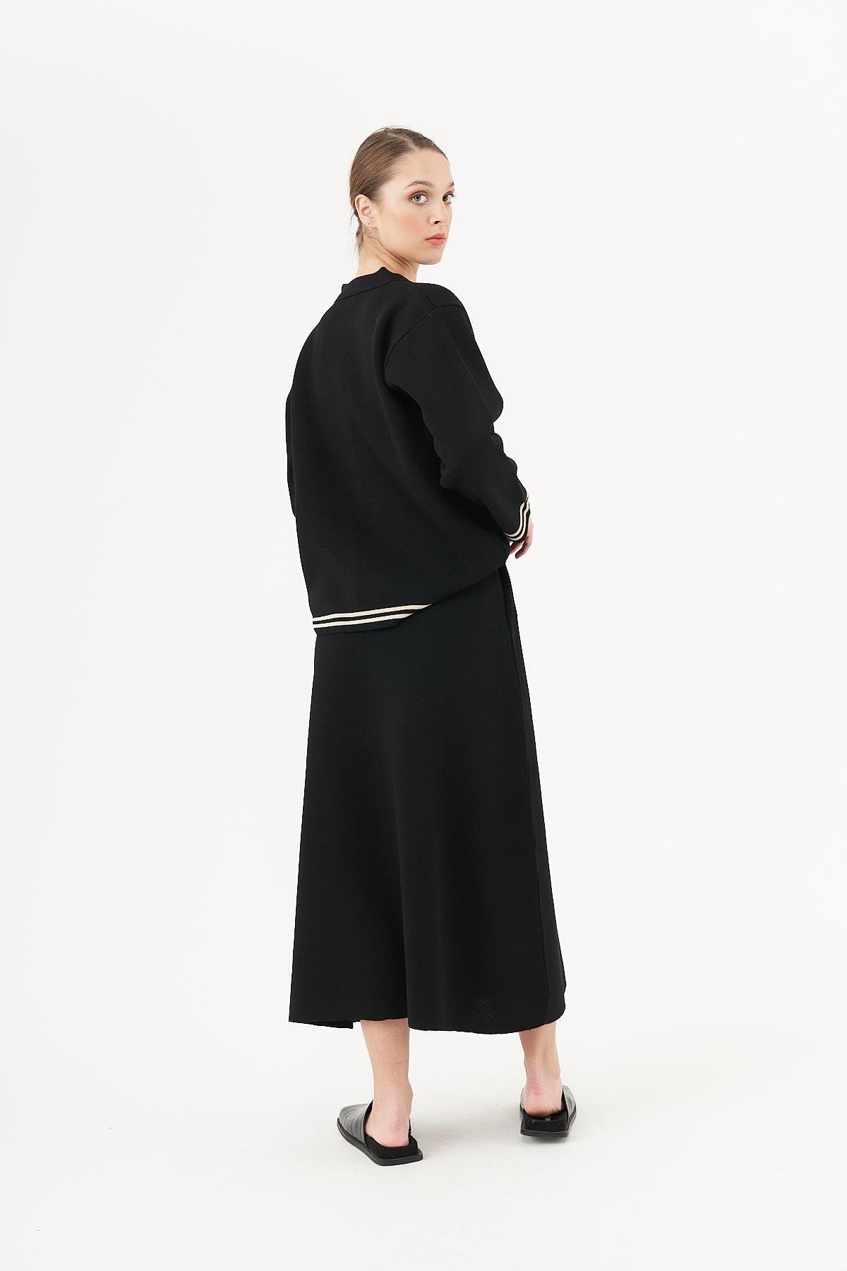 Striped Knitwear Tunic Black