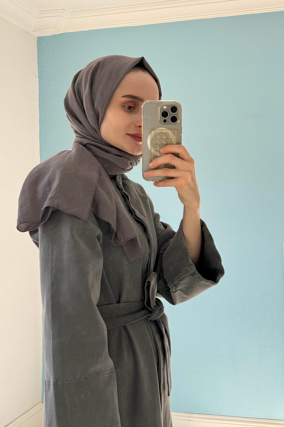 Denim Ferace Elbise Antrasit
