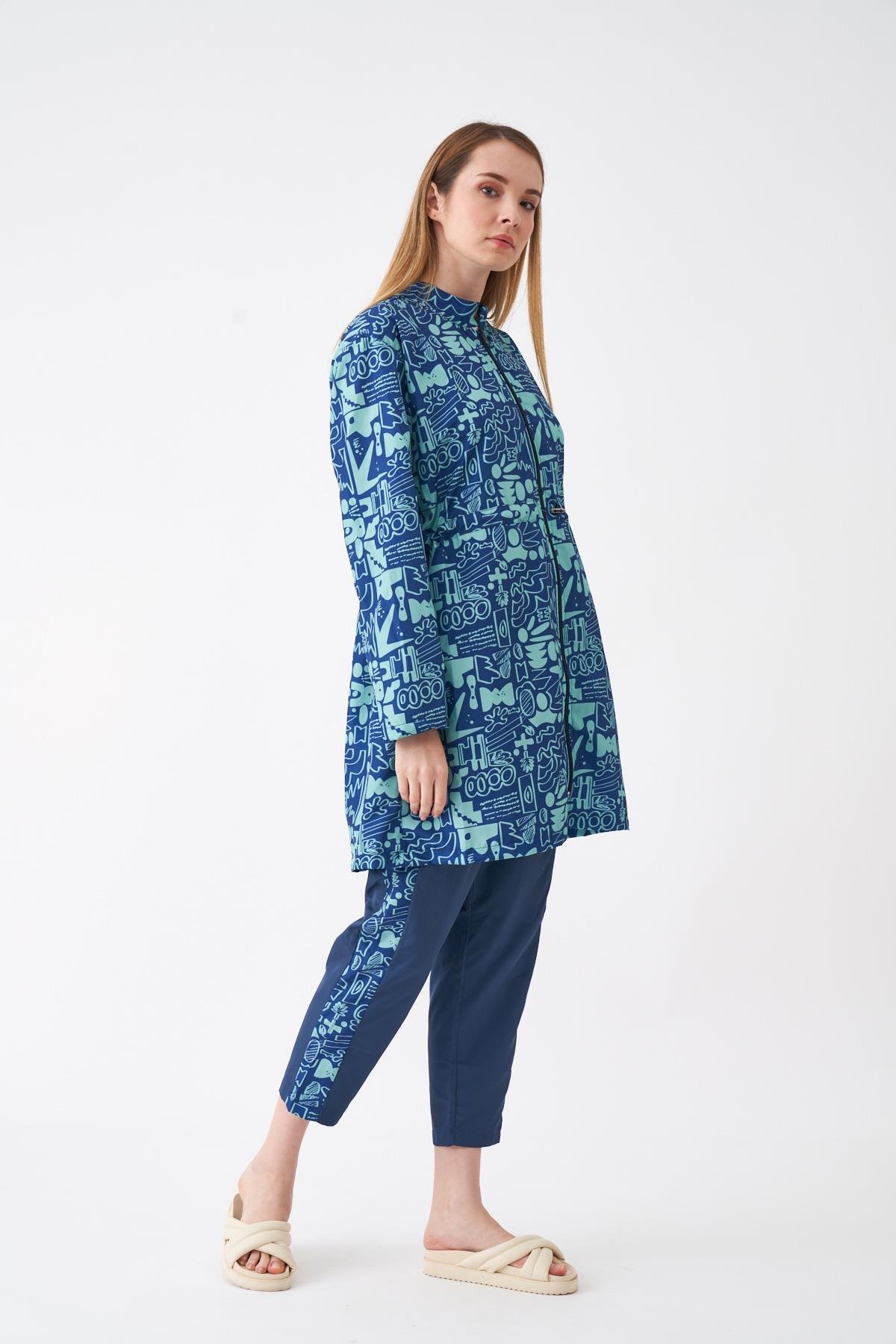 Stopper Sia Pattern Covered Swimsuit Dark Blue Green