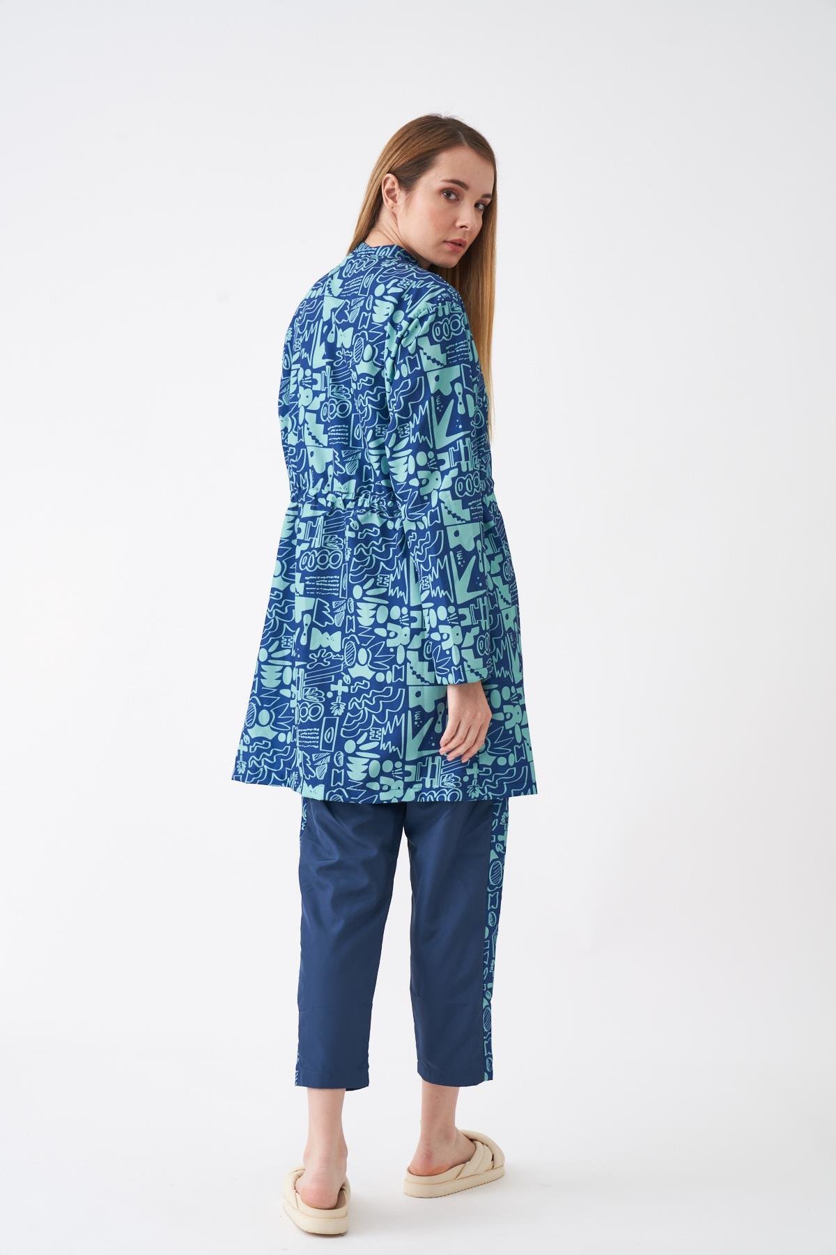 Stopper Sia Pattern Covered Swimsuit Dark Blue Green