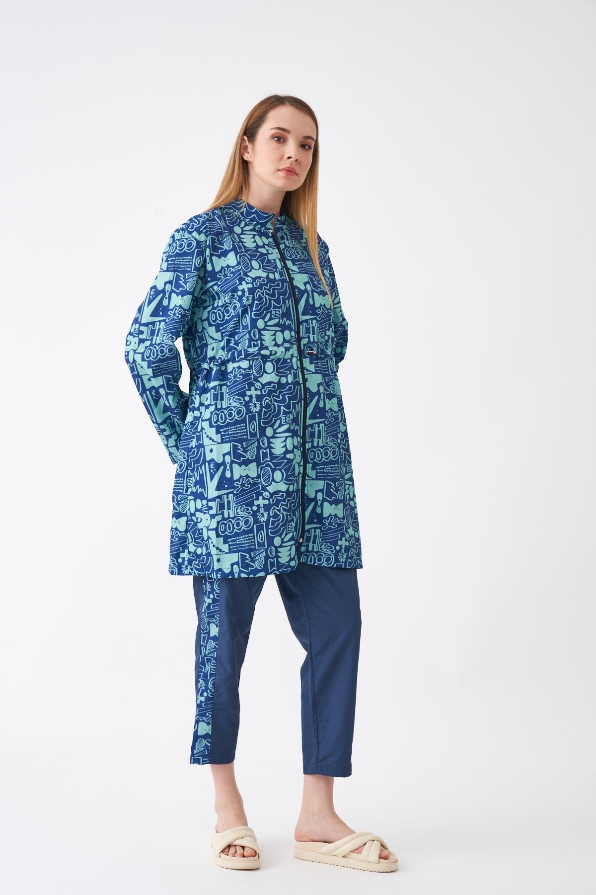 Stopper Sia Pattern Covered Swimsuit Dark Blue Green