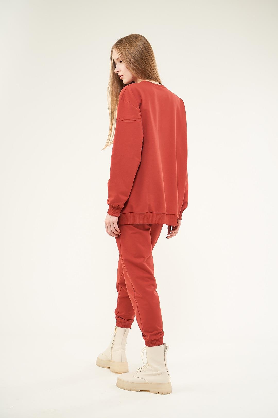 Üçgen Detaylı Sweatshirt Kırmızı