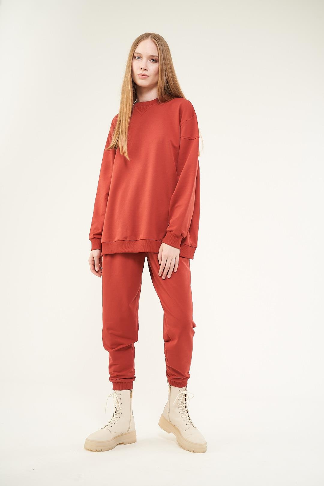 Üçgen Detaylı Sweatshirt Kırmızı