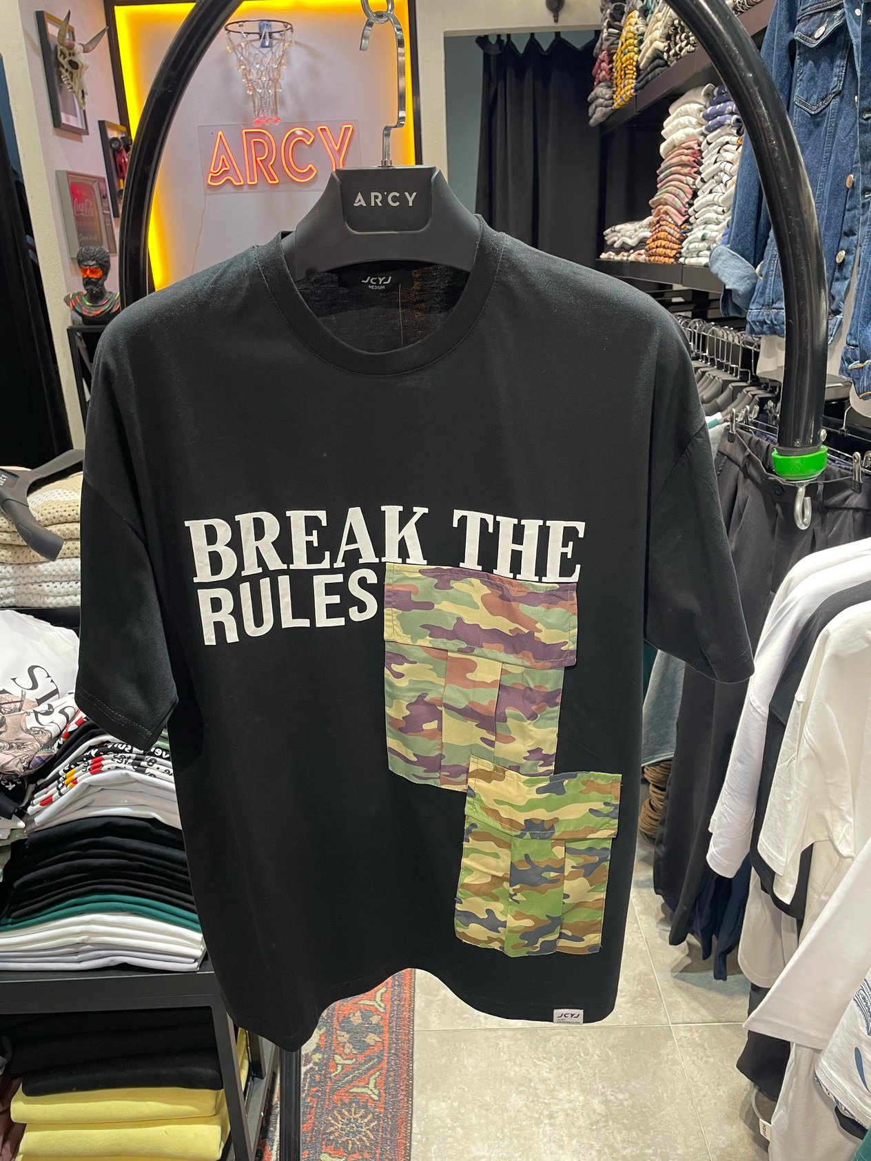 Break The Rules Cep Detaylı Oversize T-shirt Siyah