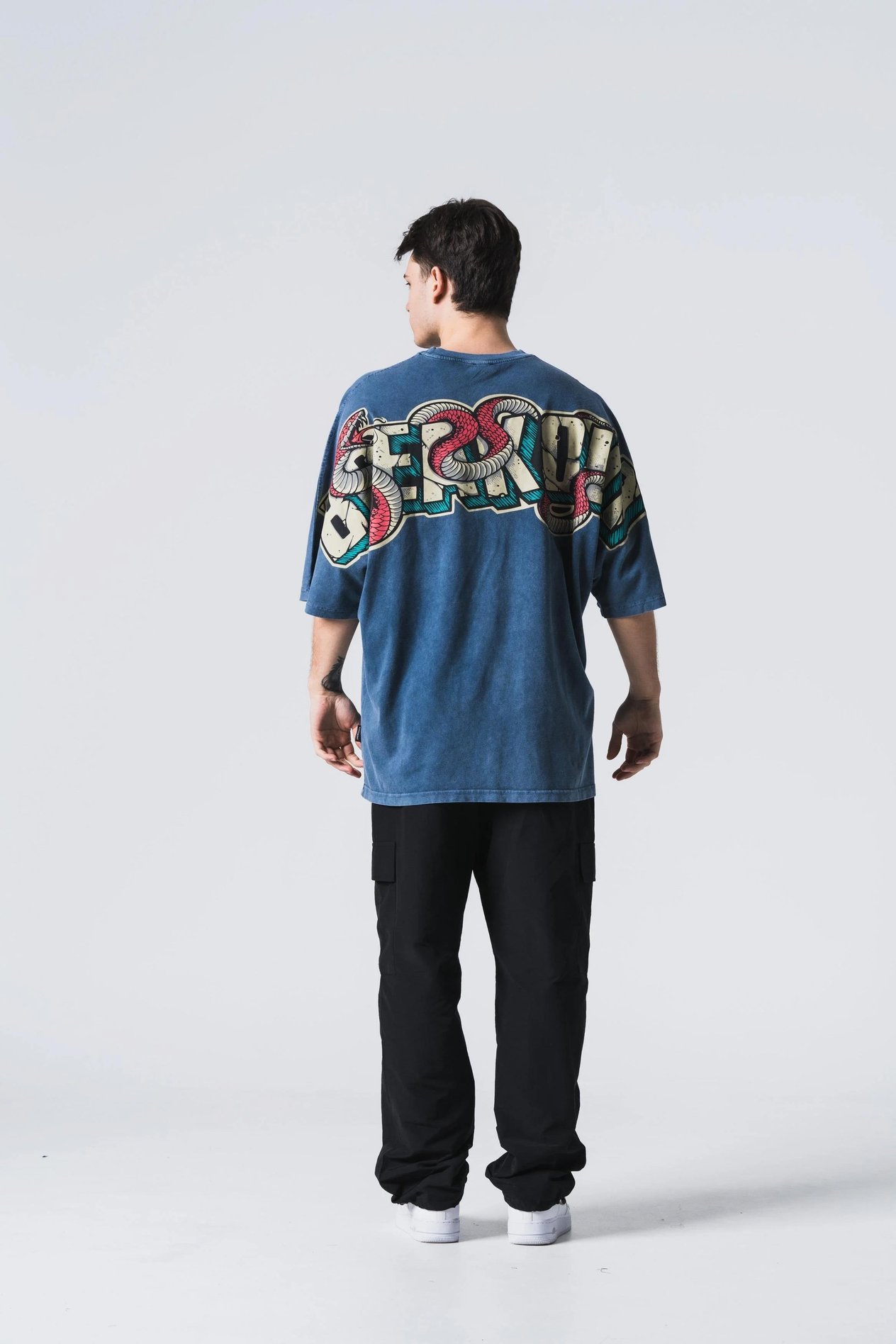 BREAKOUT TAŞLAMALI OVERSIZE T-SHIRT İNDİGO