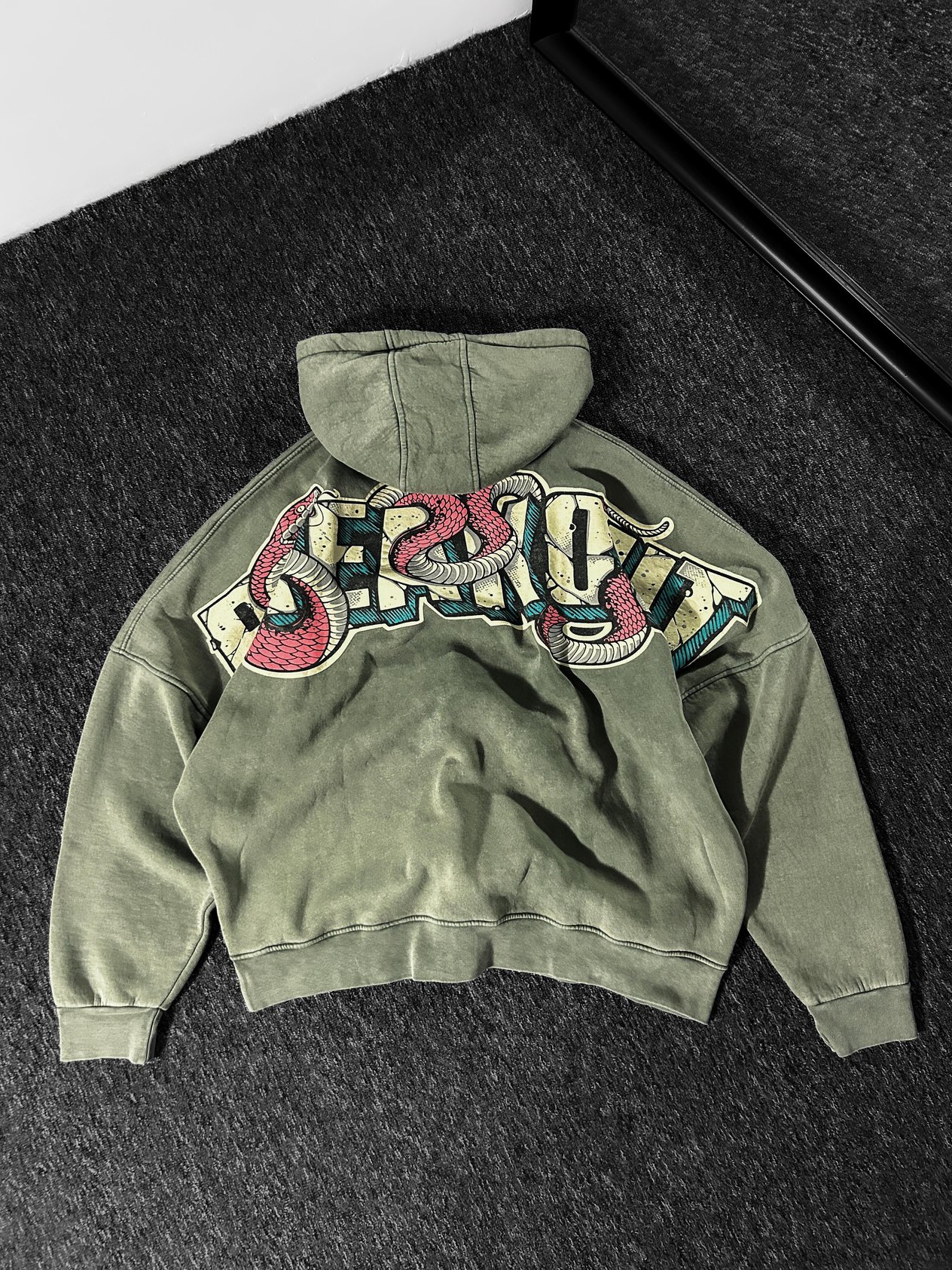 Breakout Washed Oversize Hoodie Haki