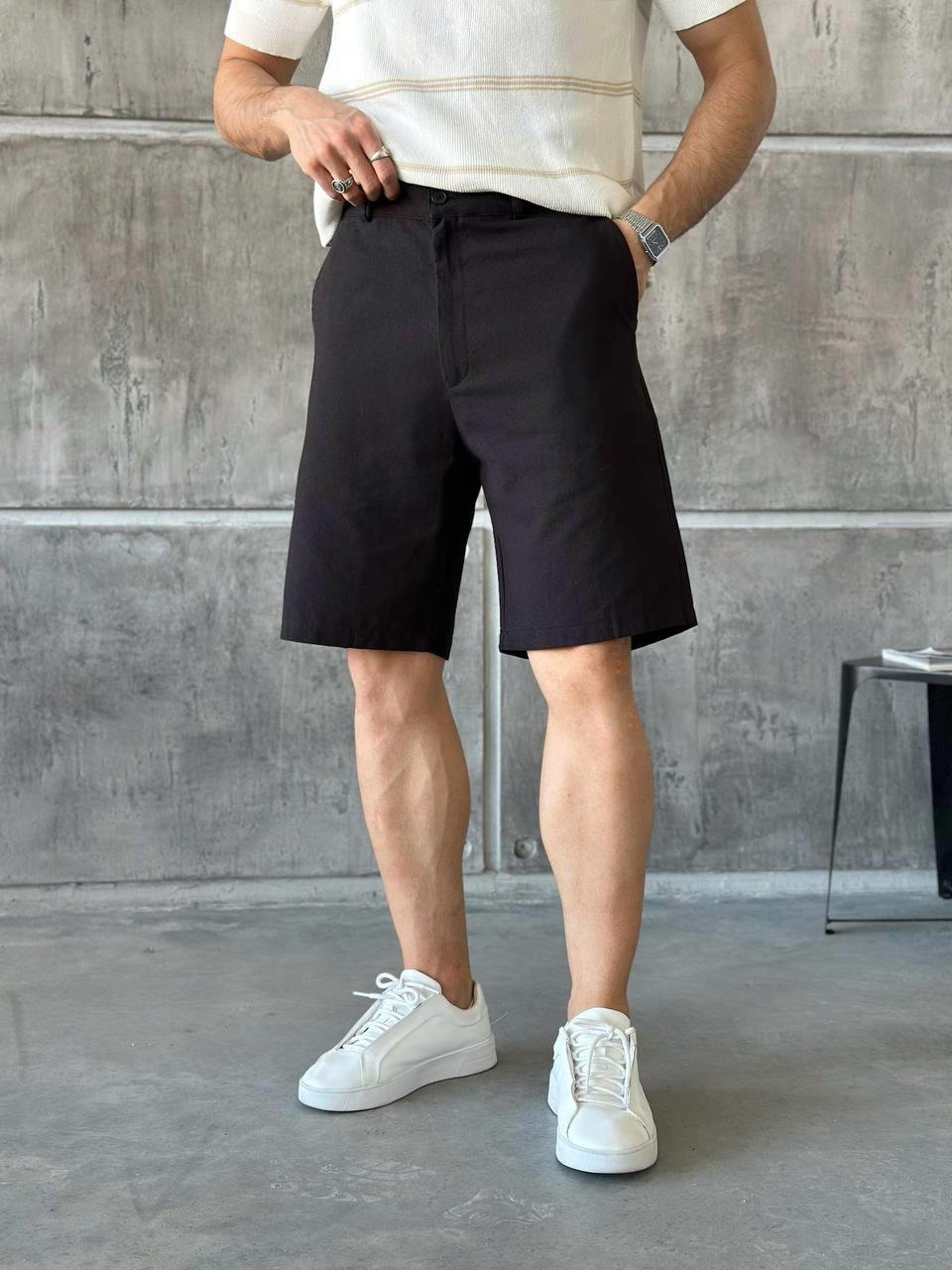 Klasik Kumaş Oversize Şort Siyah