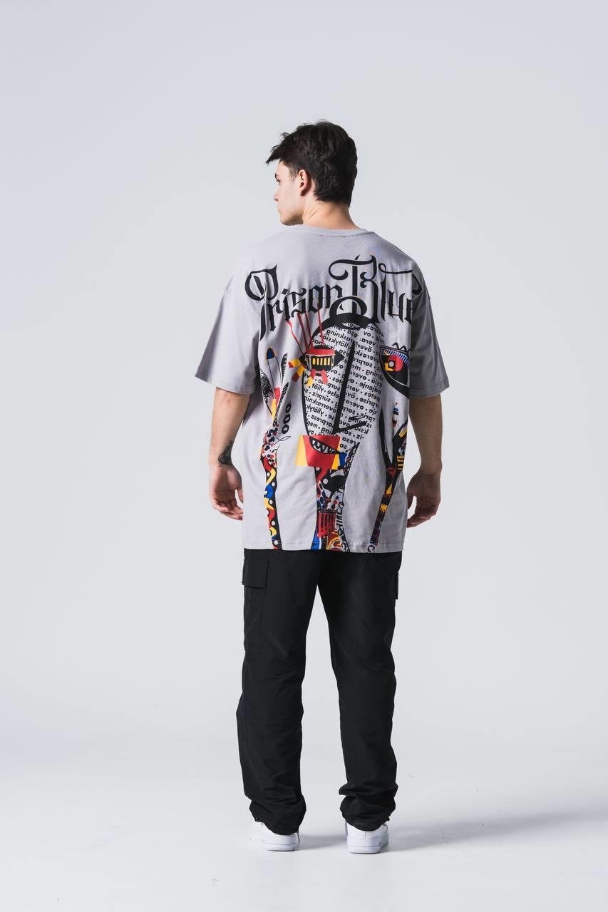 PRISON BLUES OVERSIZE T-SHIRT GRİ