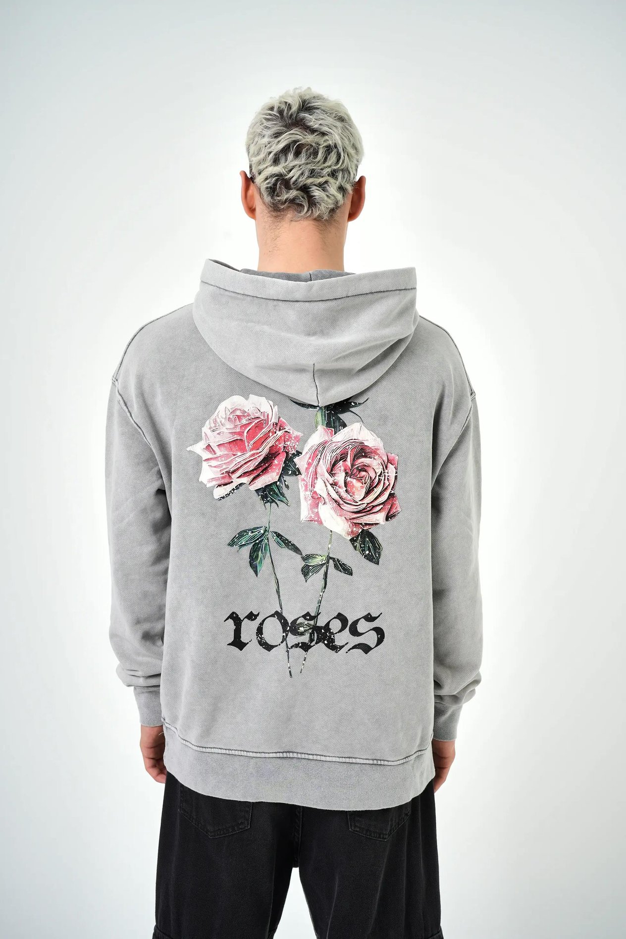 ROSES YIKAMALI HOODIE GRİ
