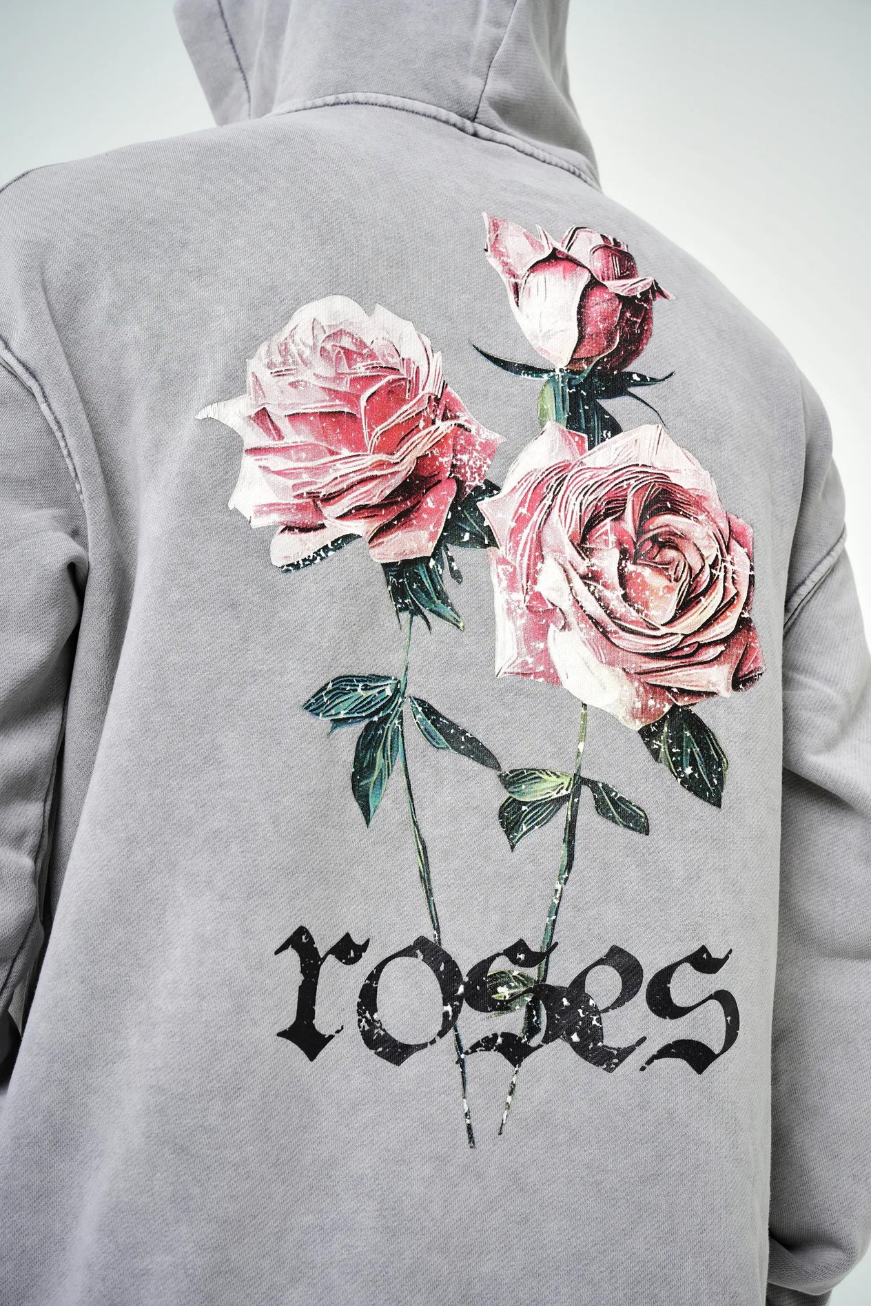 ROSES YIKAMALI HOODIE GRİ
