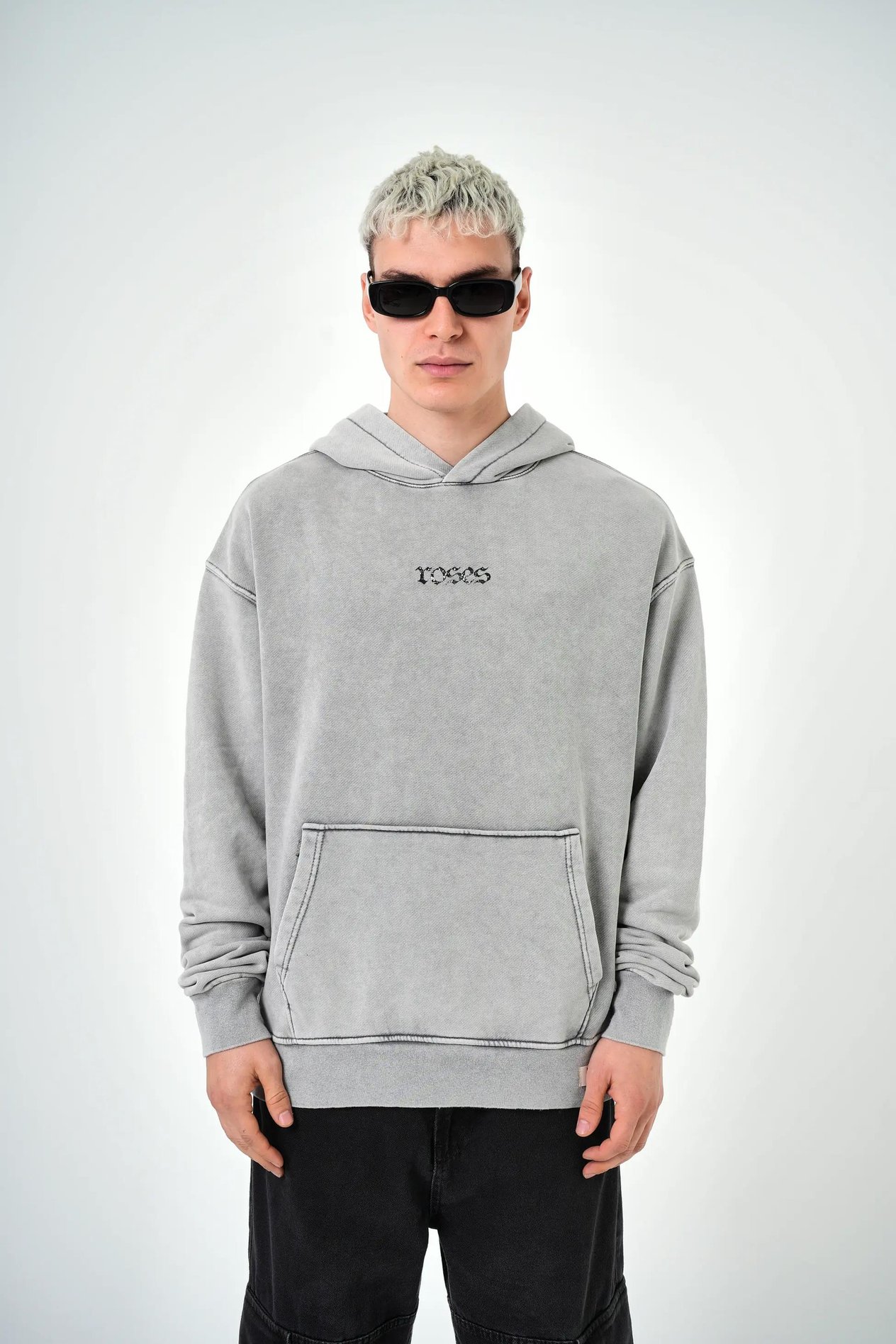 ROSES YIKAMALI HOODIE GRİ