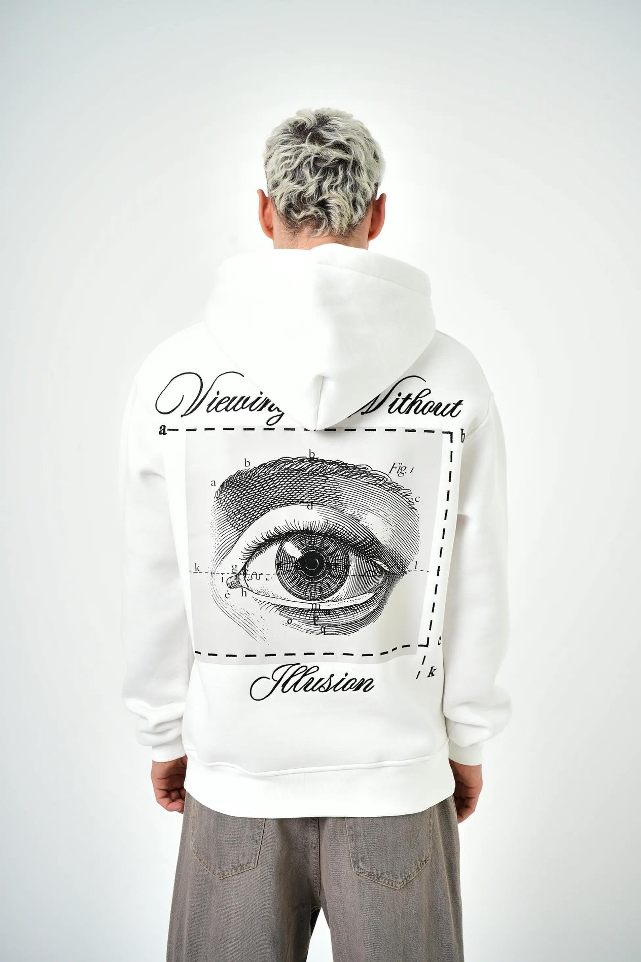 VIEWING WITHOUT OVERSIZE HOODIE BEYAZ