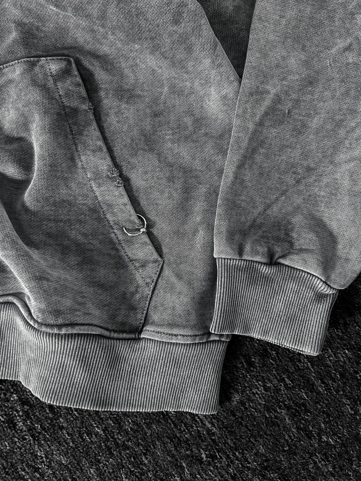 Yaka Detaylı Washed Oversize Sweatshirt Gri