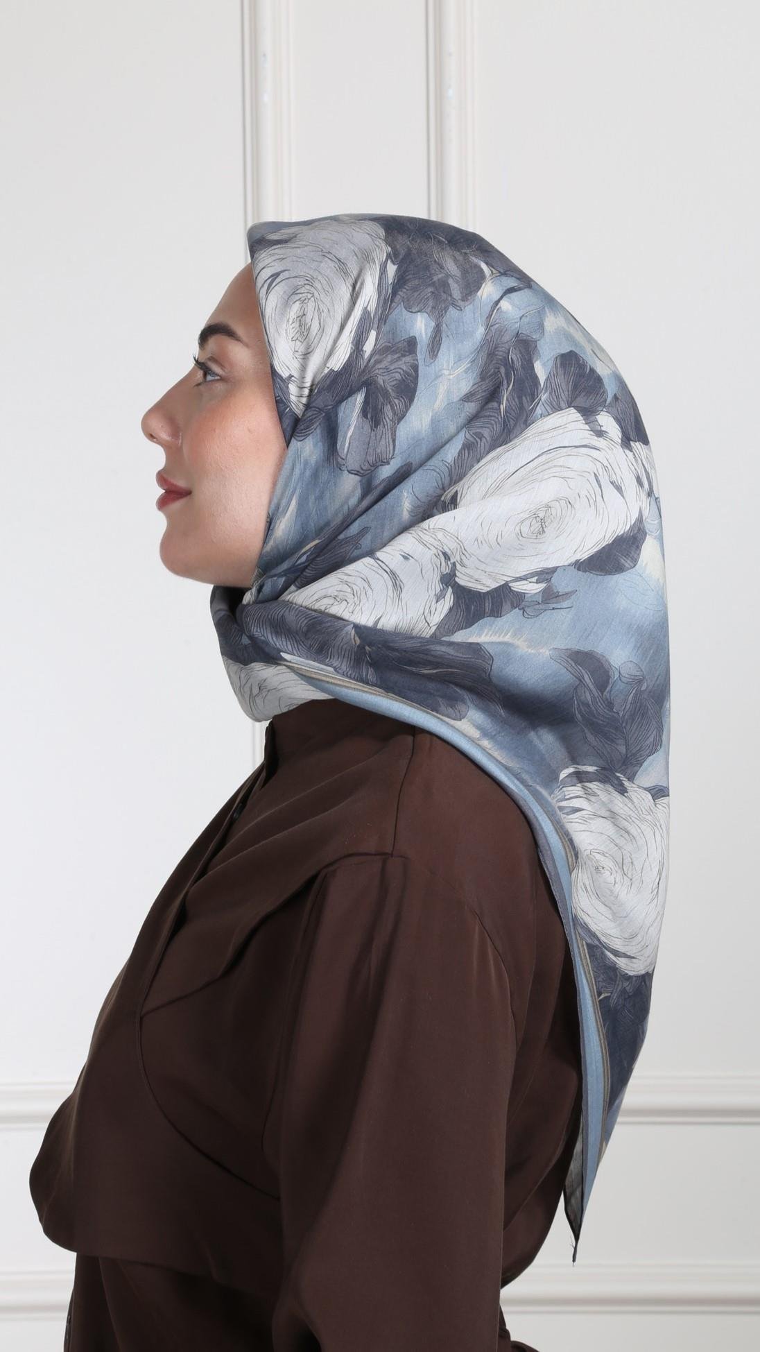 Locella Modal İpek Eşarp Mavi-2