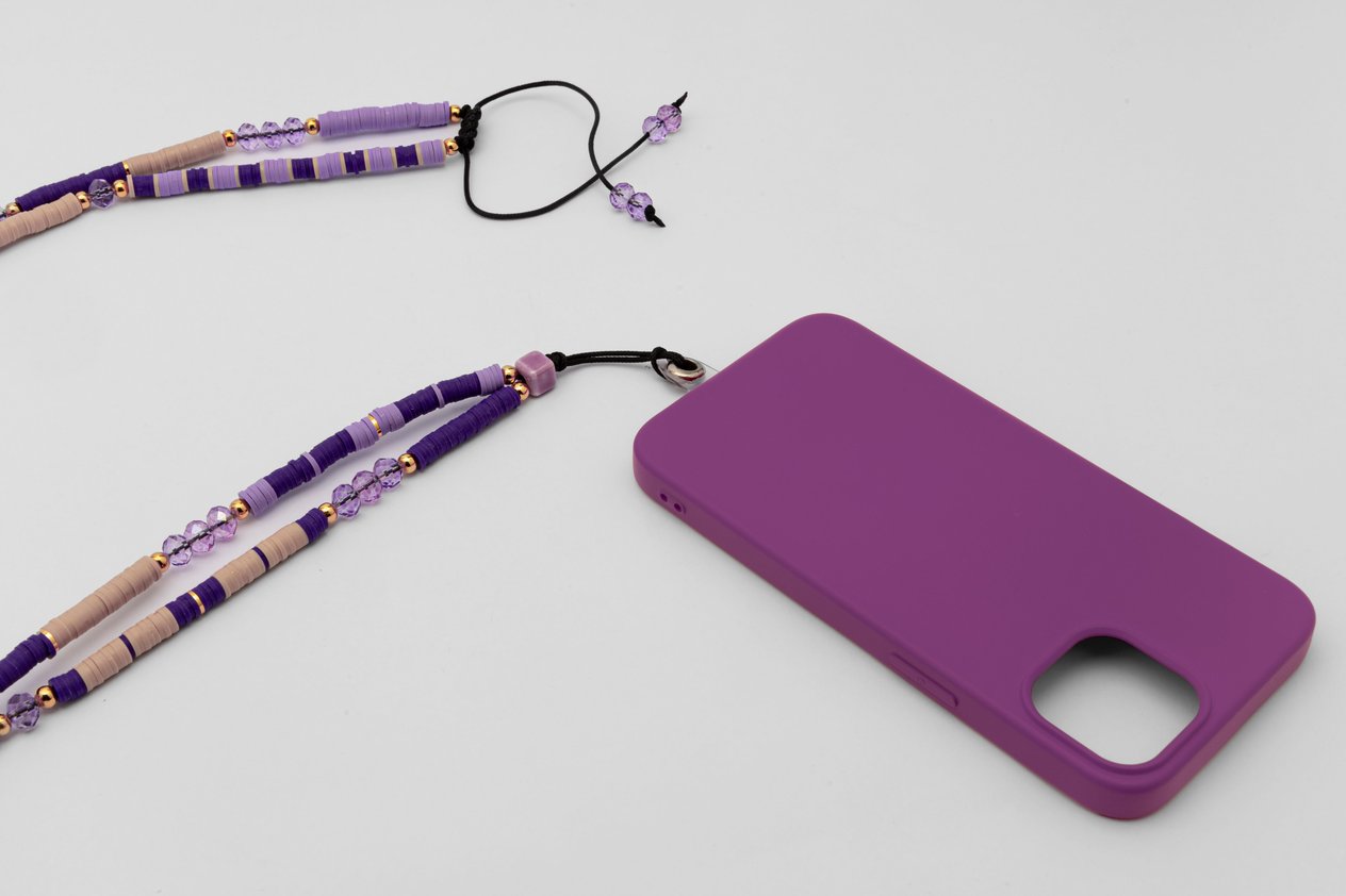 Fimo Boncuk Telefon Askısı Mor