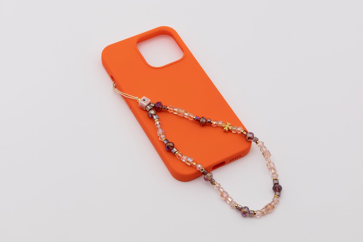 Kristal Boncuk Telefon Charm Nude 